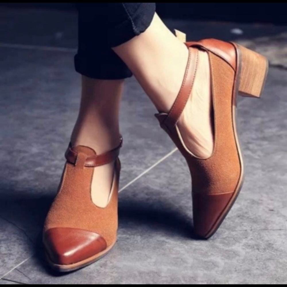 Vintage suede buckle shoes